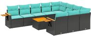 vidaXL Loungeset met Kussens Poly Rattan Zwart