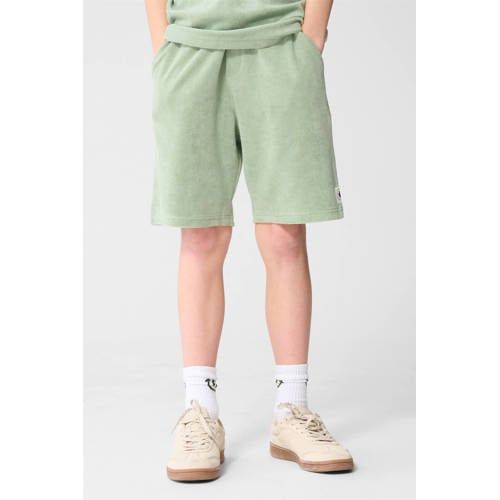 Shoeby regular waist sweatshort lichtgroen met textuur