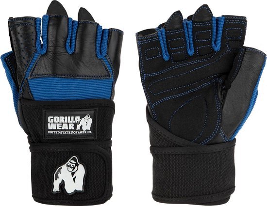 Gorilla Wear - Dallas Wrist Wrap Handschoenen - Sporthandschoenen Unisex - Zwart/Blauw - 2XL
