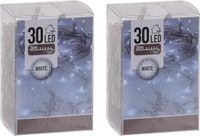 Merkloos Kerstverlichting - 2x - 2 meter - op batterij - helder wit - 30 lampjes - lichtsnoer
