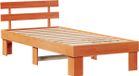 vidaXL Bedframe met hoofdeinde, gewaxt, bruin, 90 x 190 cm, van massief grenenhout