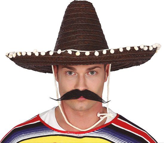 Guirca Mexicaanse Sombrero hoed voor heren - zwart - dia 50 cm