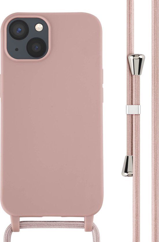 iMoshion Hoesje iPhone 13 - Siliconen Back Cover met Koord - Roze