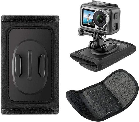 Pro Series Rugzak Clip Velcro Mount Kit voor GoPro / DJI OSMO & ActionCam - Zwart