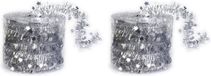 Inge-glas 2x Dunne kerstslingers zilver 3,5 x 700 cm - Guirlandes folie lametta - Zilveren kerstboom versieringen