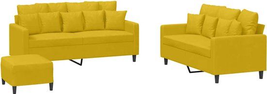 vidaXL 3-delige Loungeset met kussens fluweel geel