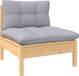 Banc de jardin en pin massif avec coussins gris