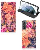 Samsung Galaxy S21 FE Smart Cover Bosje Bloemen