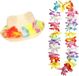 Merkloos Carnaval verkleed set - Tropische Hawaii party - bloemen band strohoedje - en bloemenkrans met LED lichtjes - voor Adultes