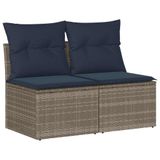 vidaXL 2-delige Loungeset met kussens, polyrattan, acacia, grijs