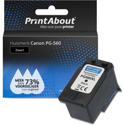 PrintAbout Huismerk PG-560 Zwart Inktcartridge - Compatibel met Canon