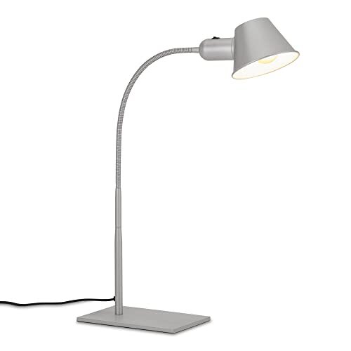 Briloner - Tafellamp flexibel, tafellamp verstelbaar, bureaulamp tuimelschakelaar, 1x E27 fitting max. 10 watt, incl. snoer, chroom mat, 65 cm