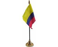 Merkloos / Sans marque Shoppartners Bv Vlag Colombia tafelvlaggetje - 10 x 15 cm - met gouden standaard