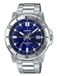 Casio MTP-VD01D-2EV Herenhorloge, analoog, roestvrij staal, casual sporthorloge, blauwe wijzerplaat