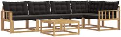 vidaXL Hoek loungeset 5 zitplaatsen Acacia hout Wit en zwart Inclusief tafel
