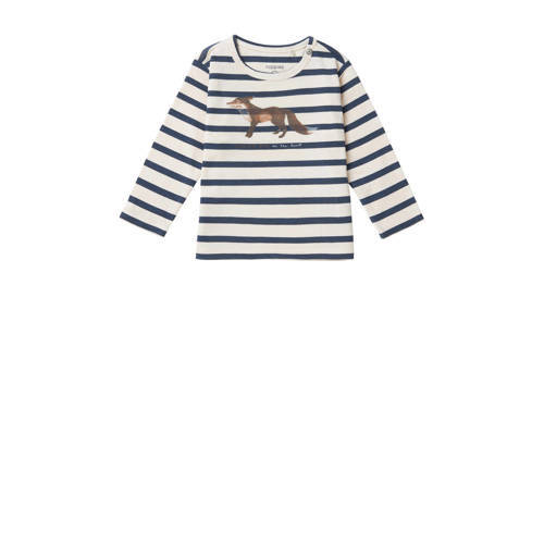 Noppies Noppies baby gestreepte longsleeve Tyro blauw/wit