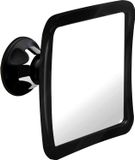 Miroir de douche pour rasage avec ventouse puissante, surface incassable anti-buée et rotatif à 360 degrés, grossissement 1x, noir, 15 x 16,3 cm