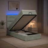vidaXL Ottomaanse Bed met Matras en LED Lichtgrijs 90 x 190 cm fluweel