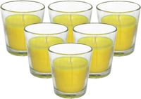 Gerimport Citronella kaarsje in potje - 6x - glas - 10 branduren - citrusgeur - geurkaars - geel