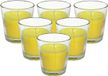 Gerimport Citronella kaarsje in potje - 6x - glas - 10 branduren - citrusgeur - geurkaars - geel