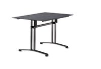 SIEGER Gastrotafel met zuilklepframe en Polytec® plaat, frame ijzergrijs, leisteen plaat antraciet