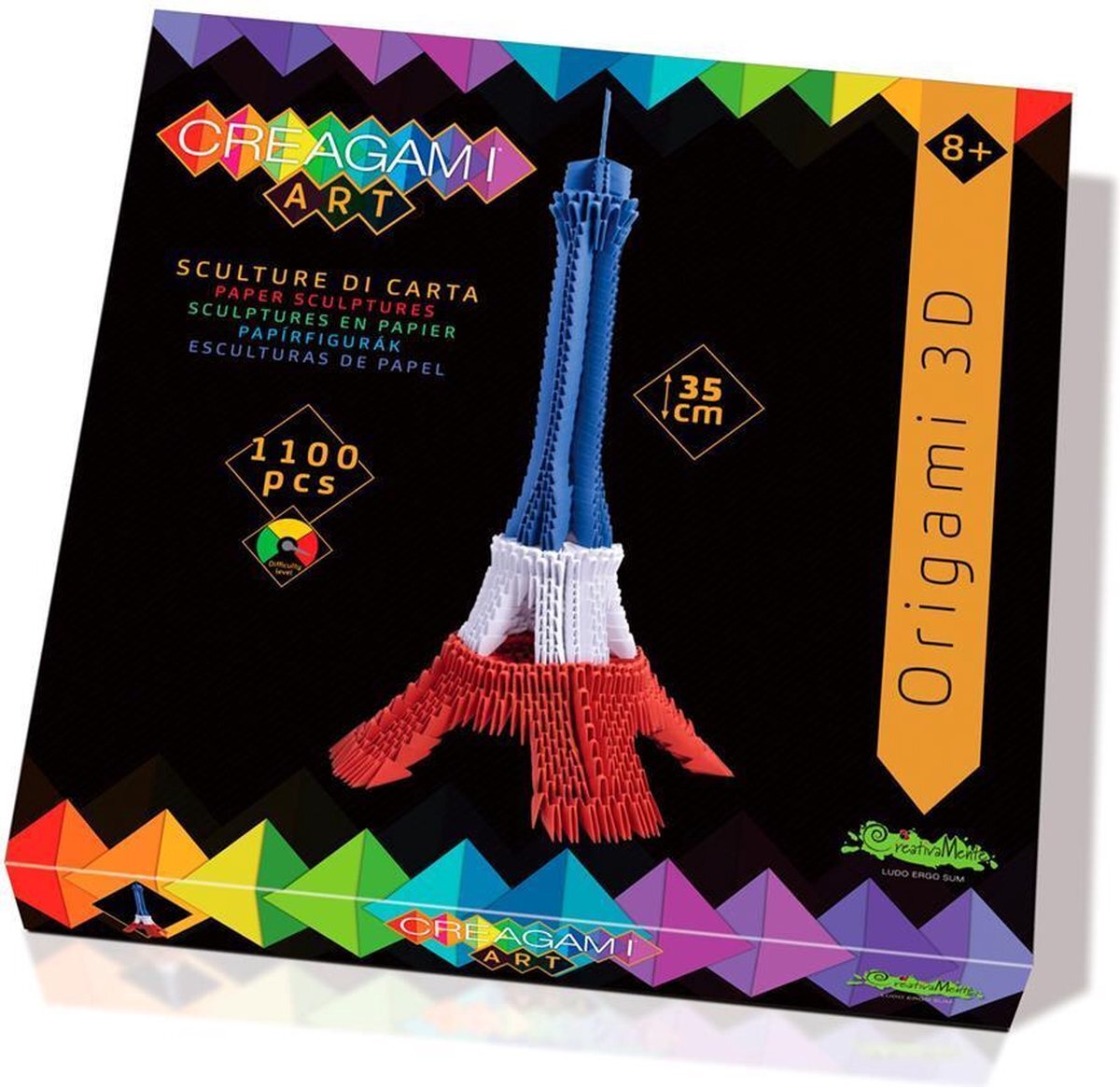 CreativaMente - Creagami Art-Eiffeltoren Tricolor Game in Box, 743