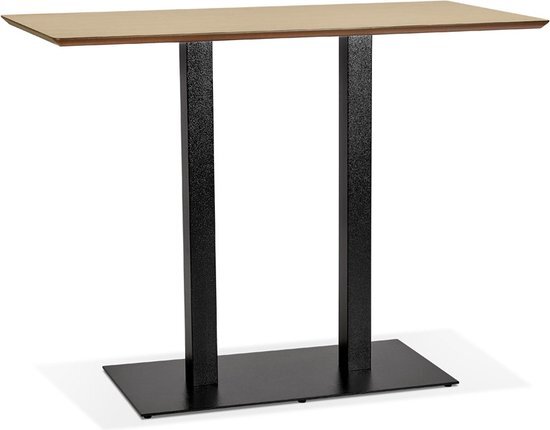 Alterego Hoge design tafel &#39;ZUMBA BAR&#39; van natuurlijk afgewerkt hout met zwarte metalen poot - 150x70 cm