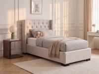 Vente-unique Bedframe stof beige 90 x 200 cm