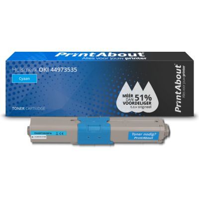 PrintAbout Huismerk OKI 44973535 Toner Cyaan - Compatible