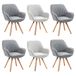 MEUBLE COSY Set van 6 Scandinavische eetkamerstoelen, kaptafel, draaistoel met armleuningen, voor slaapkamer, woonkamer, keuken, kantoor, gestoffeerd met stof en poten van massief hout, meerkleurig