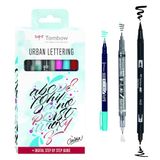 Tombow Urban Letterset, kalligrafie en handlettering set met Fudenosuke Brush Pen ABT Dual Brush Pen incl. watertankpenseel en handleiding van Iván Caiña [LS-WSBHS]