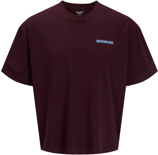 Jack & Jones T-shirt met logo op de achterkant, ronde hals, korte mouw, 100% katoen, maat XL, kleur Winetasting