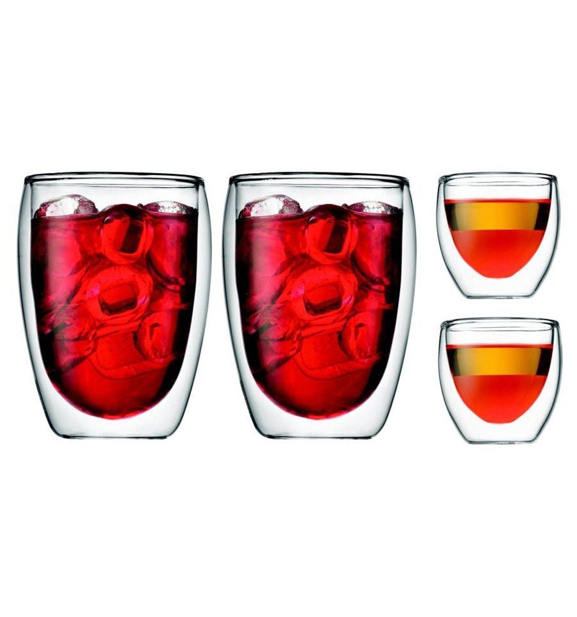 Bodum Pavina Dubbelwandige Glazenset - 2 x 80 ml en 2x 350 ml
