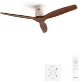 CREATE - Stille 40W Plafondventilator met ABS Bladen - Wit/Donker Houtlook - Ø112 cm - WIND CALM