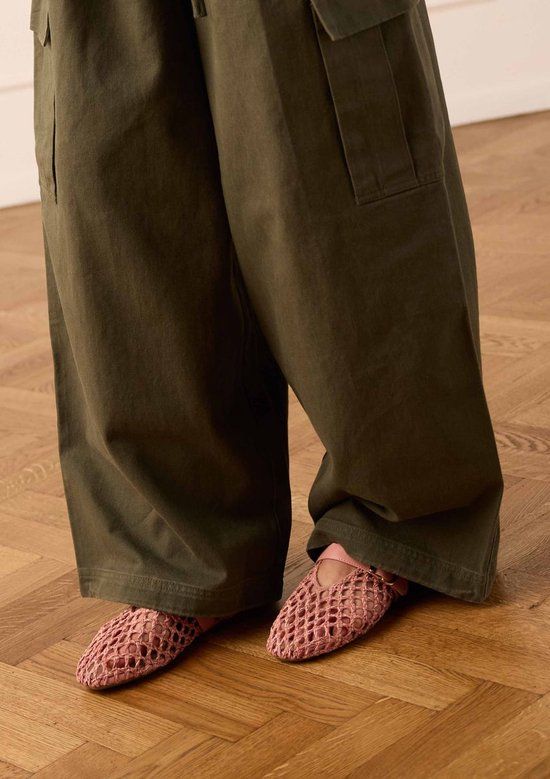 Manfield - Dames - Roze gevlochten ballerina's - Maat 38