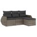 vidaXL 4-delige Loungeset met Kussens, Poly Rattan, Grijs