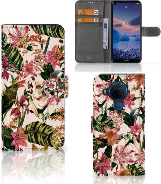 B2Ctelecom GSM Hoesje Nokia 5.4 - Book Case - Multi Flowers