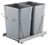 Poubelle extractible, 2x35 litres, double séparation des déchets, système de rails