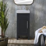 Hudson Reed Aston meuble lave-mains avec lavabo – 40 cm – Gris noir – Poignée en forme de T chrome