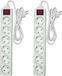 Benson Stekkerdoos 6-voudig - 2x - schakelaar - geaard - wit - 100 cm