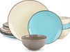 vancasso, service classique, service de table 12 pièces pour 4 personnes, en porcelaine (tons terre, bleu clair, crème et beige)