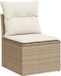 vidaXL Tuinbank zonder armleuning met kussens poly rattan beige
