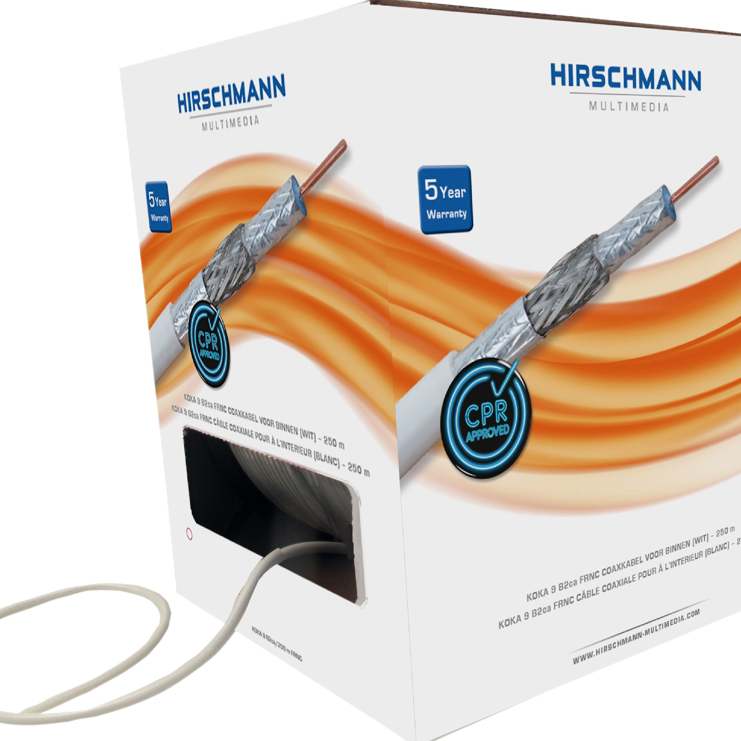 hirschmann coaxkabel in doos wit 250m