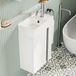 Meuble bas pour lavabo, 40 cm de large, avec vasque en céramique, blanc mat