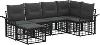 vidaXL Hoek loungeset 6-delig Zwart en Donkergrijs Polyester