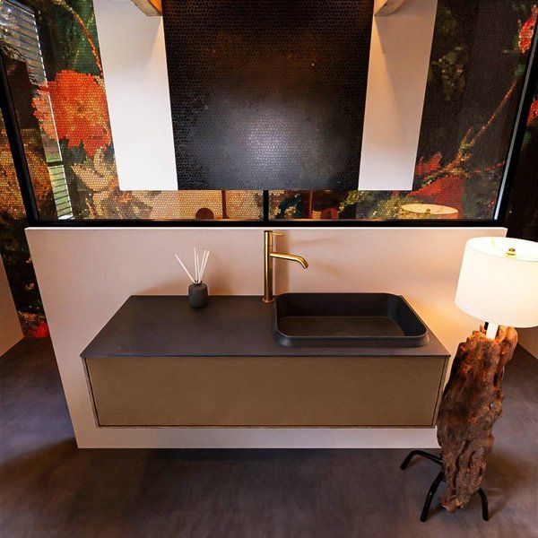 Mondiaz ERIN 120cm badmeubelset onderkast Rust 1 lade Wastafel RIDGE rechts 1 kraangat Urban