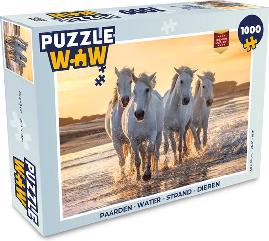 MuchoWow Puzzel Paarden - Water - Strand - Dieren - Legpuzzel - Puzzel 1000 stukjes volwassenen - Sinterklaas cadeautjes - Sinterklaas voor grote kinderen