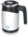Arendo Single 303001/303527, draadloze reiswaterkoker, roestvrijstalen behuizing, inhoud 0,5 liter, 1100 watt, 360° voet, akoestisch signaal, droogkookbeveiliging, Cool Wall, kalkfilter, warmhoudfunctie, automatische uitschakeling
