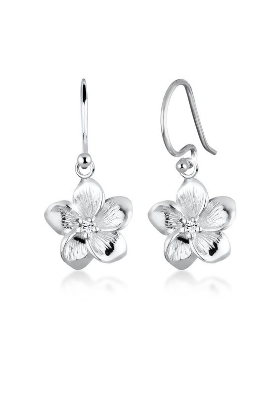 Elli Dames Oorbellen Dames Oor Hanger Frangipani Bloem Hanger Trend met Kristal in 925 Sterling Zilver