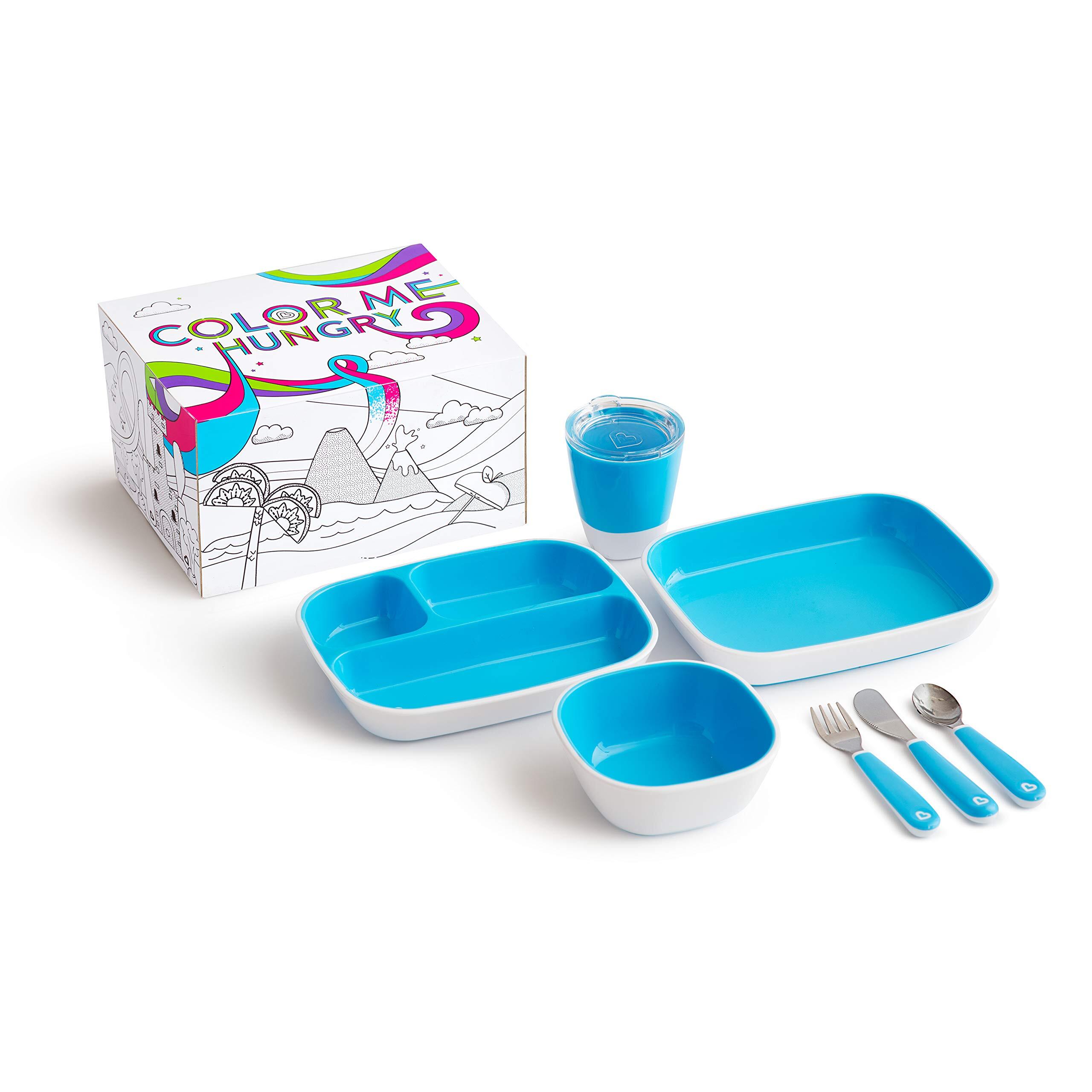 MUNCHKIN Colour Me Hungry Ess-leerset voor kinderen blauw blauw